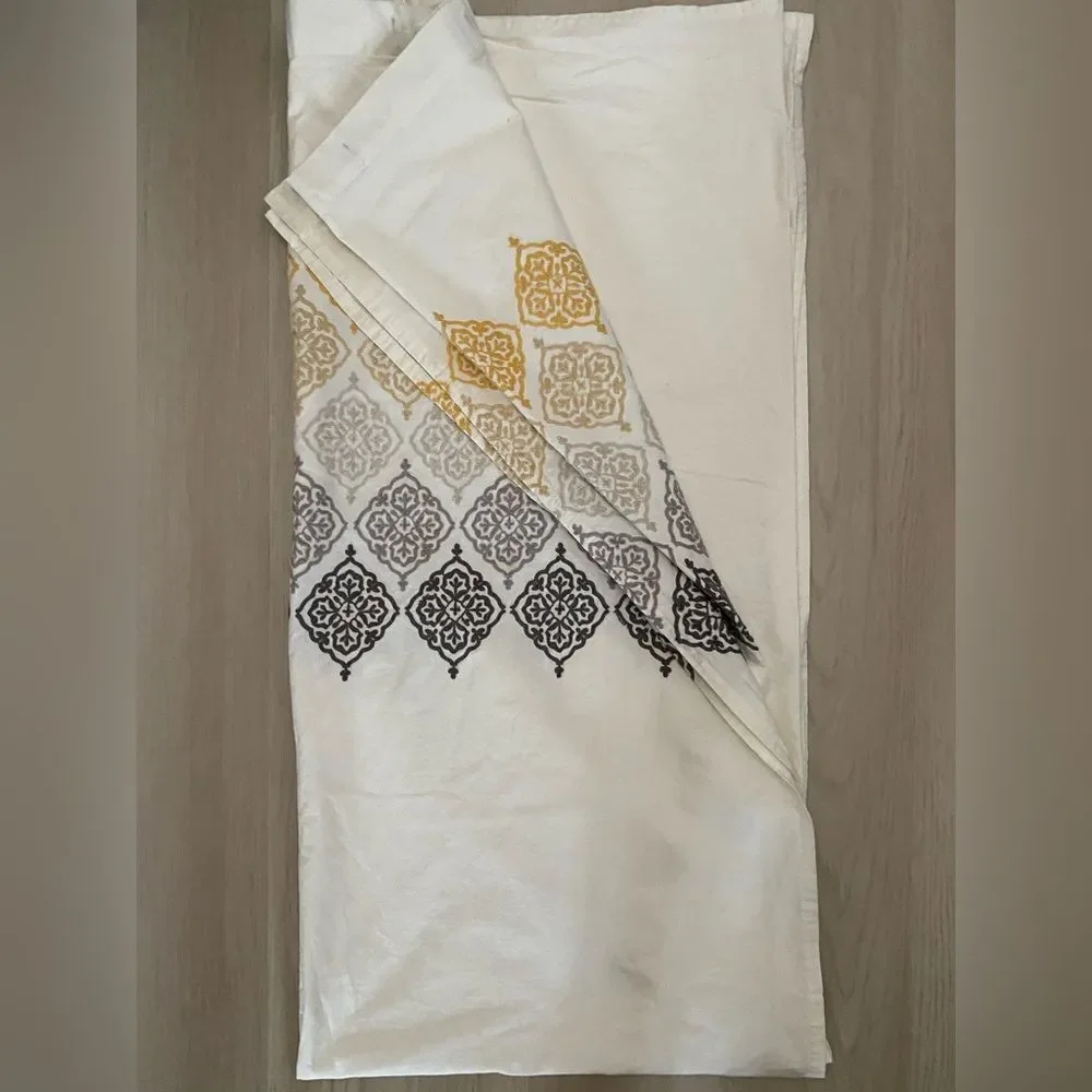 Threshold Cream Embroidery Medallion Fabric Shower Curtain